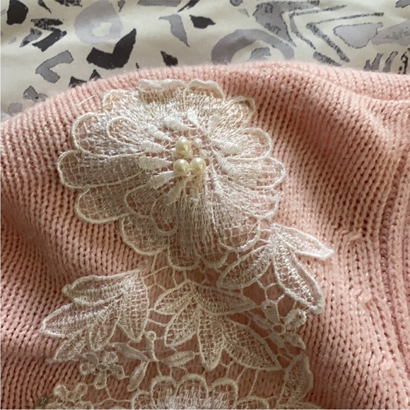 Women's Jaclyn Smith Pink V-Neck Vintage Sweater with Floral Embroidery Size L - Picture 9 of 12
